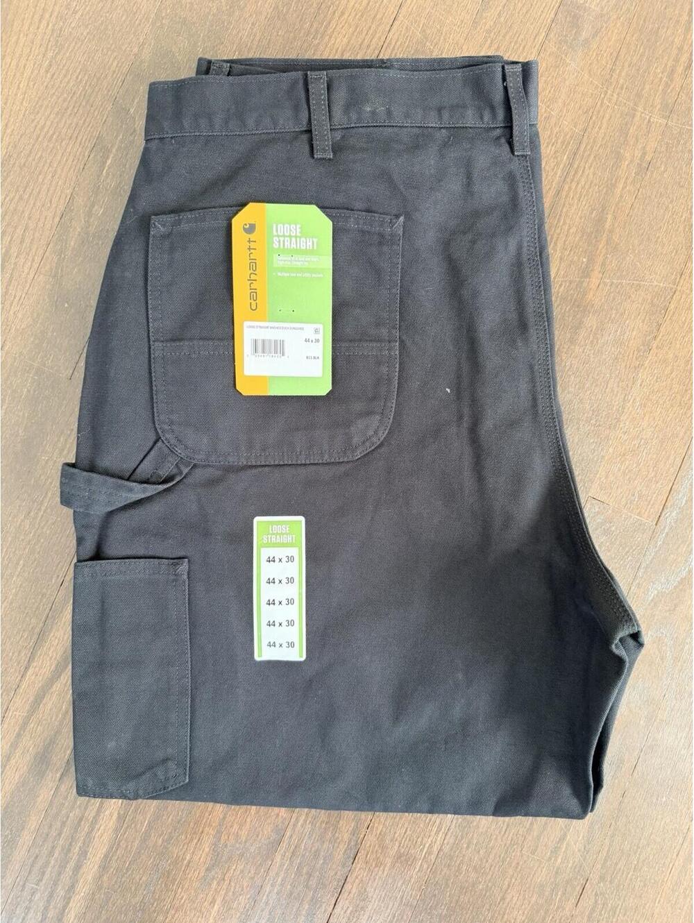 Carhartt Loose Original Fit Washed Duck Work Pants Dungaree Men's 44x30 BLK NEW!